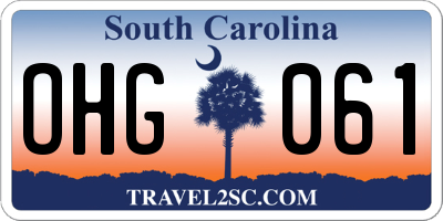 SC license plate OHG061