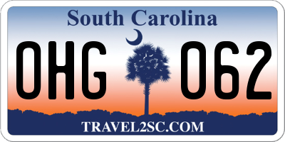 SC license plate OHG062