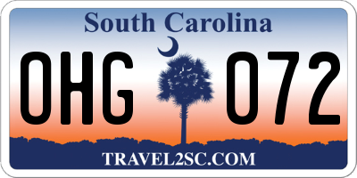 SC license plate OHG072