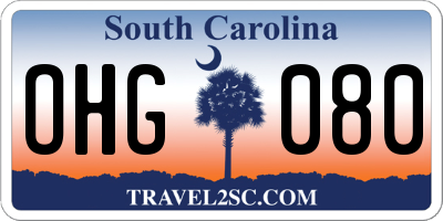 SC license plate OHG080