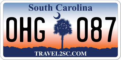 SC license plate OHG087