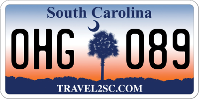 SC license plate OHG089