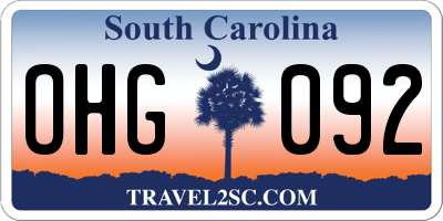 SC license plate OHG092