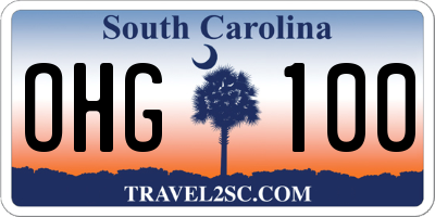 SC license plate OHG100