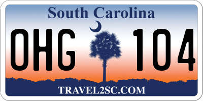 SC license plate OHG104