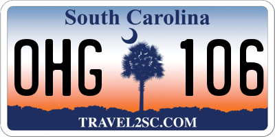 SC license plate OHG106