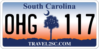 SC license plate OHG117