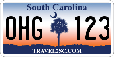 SC license plate OHG123