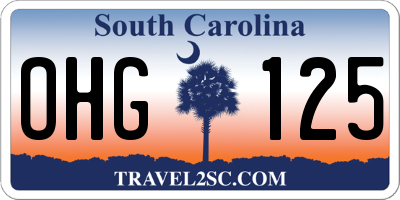 SC license plate OHG125