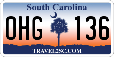 SC license plate OHG136