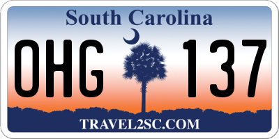 SC license plate OHG137