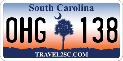 SC license plate OHG138