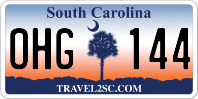 SC license plate OHG144