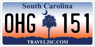 SC license plate OHG151