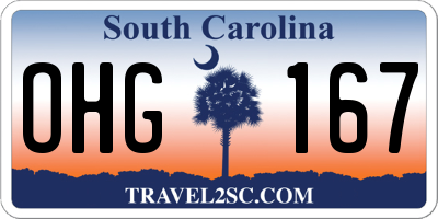 SC license plate OHG167