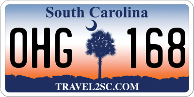 SC license plate OHG168