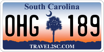 SC license plate OHG189