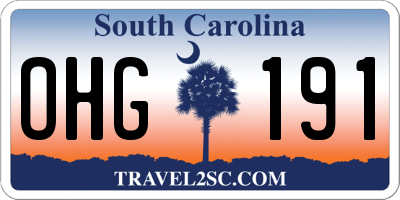 SC license plate OHG191