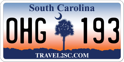 SC license plate OHG193