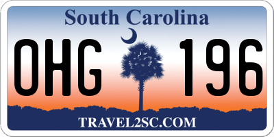 SC license plate OHG196