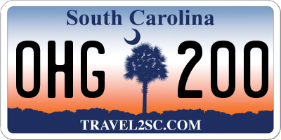 SC license plate OHG200