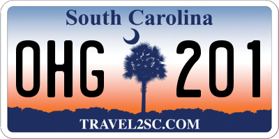SC license plate OHG201