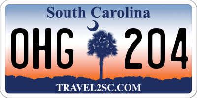 SC license plate OHG204