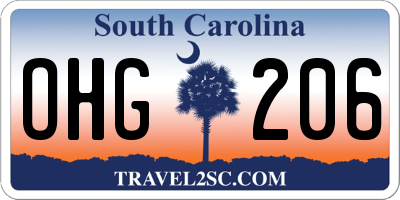 SC license plate OHG206