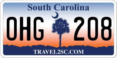 SC license plate OHG208