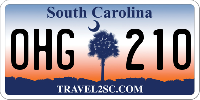 SC license plate OHG210
