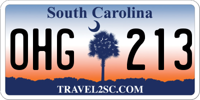 SC license plate OHG213