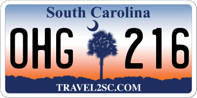 SC license plate OHG216
