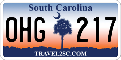 SC license plate OHG217
