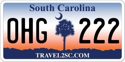 SC license plate OHG222