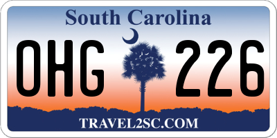 SC license plate OHG226