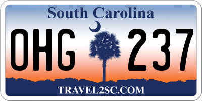SC license plate OHG237