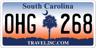 SC license plate OHG268