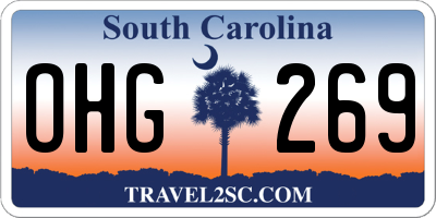 SC license plate OHG269