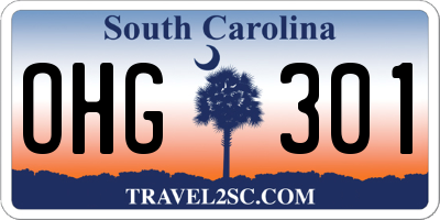 SC license plate OHG301