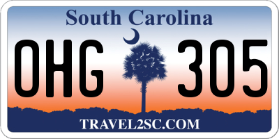 SC license plate OHG305
