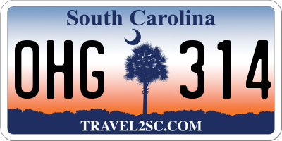 SC license plate OHG314