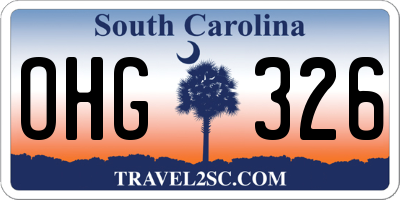 SC license plate OHG326