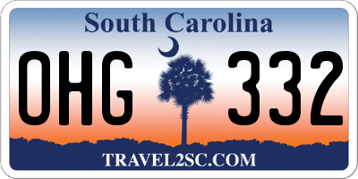 SC license plate OHG332