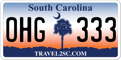 SC license plate OHG333