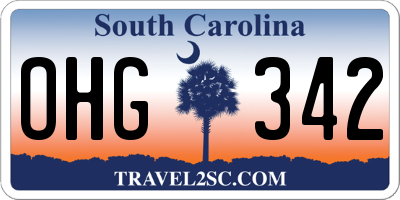 SC license plate OHG342