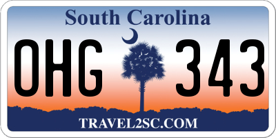 SC license plate OHG343