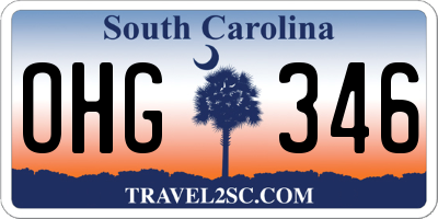 SC license plate OHG346