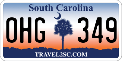 SC license plate OHG349