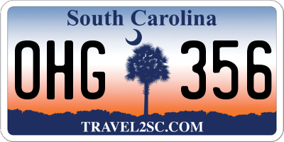 SC license plate OHG356