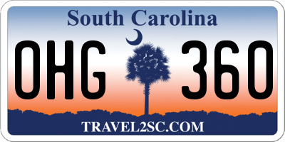 SC license plate OHG360